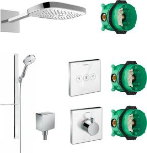 Душевой комплект Hansgrohe Raindance Select E 300 (3 jet) 26468400 + 27648400 + 26455000 + 15734400 + 15736400