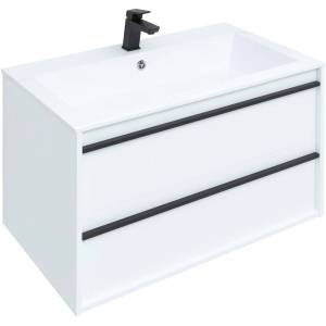 Тумба с раковиной Aquanet Lino 90 белый матовый