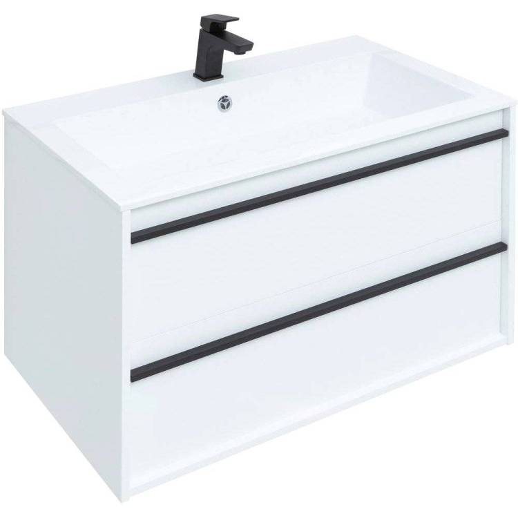 Тумба с раковиной Aquanet Lino 90 белый матовый