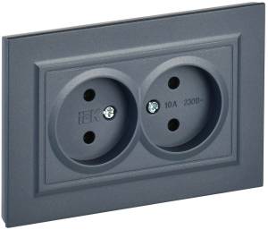 Розетка 2-местная IEK Brite BR-R20-10-K35-F маренго