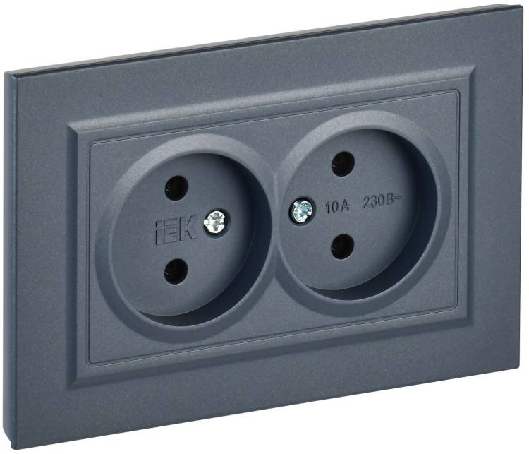 Розетка 2-местная IEK Brite BR-R20-10-K35-F маренго