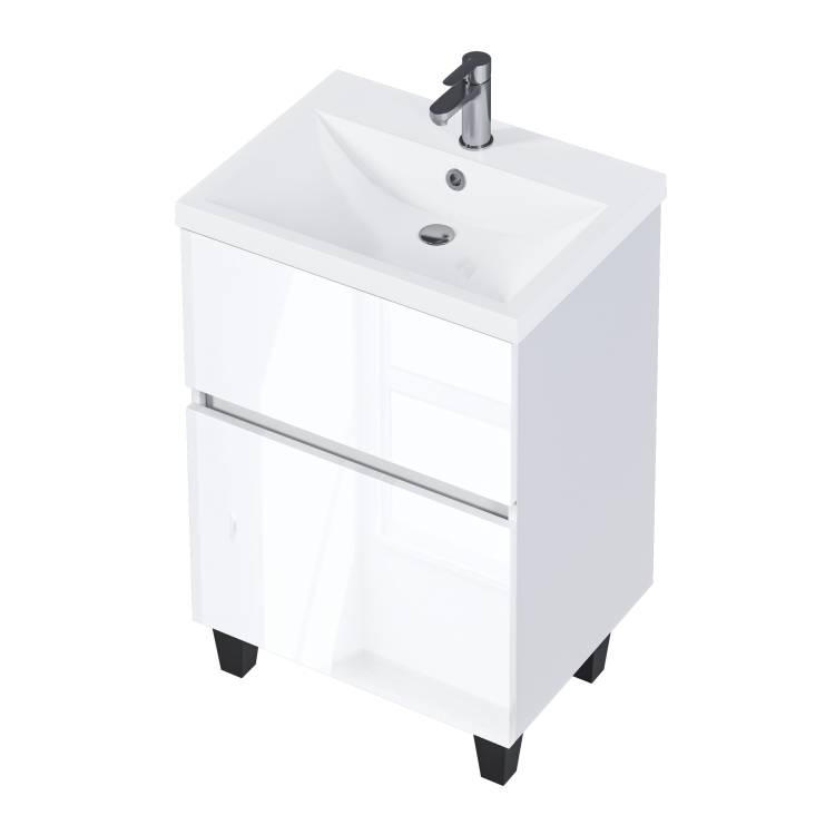 Тумба под раковину 1MarKa Aris Ц0000035775 белая аляска, белый глянец, 59x44x87