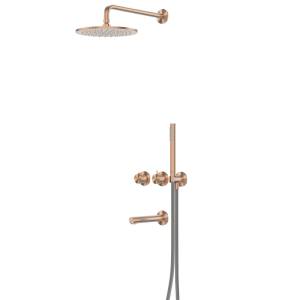 Душевая система Abber Emotion 316 AF8850BRG с изливом и термостатом, брашированное розовое золото