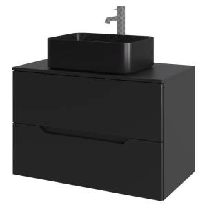 Тумба с раковиной Orange Line Li-80TubMDF+B02-460MB черная матовая, 80.5 см