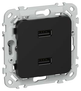 Розетка USB type A+A IEK Flite FI-U21-D31-K02 черный