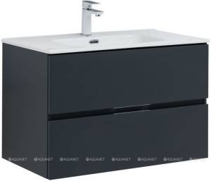 Тумба с раковиной Aquanet Алвита New 80 2 ящика антрацит