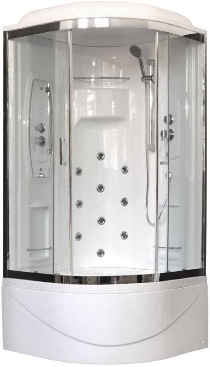 Душевая кабина Royal Bath RB100NRW-T-CH+Р с высоким поддоном, с хамамом и сиденьем