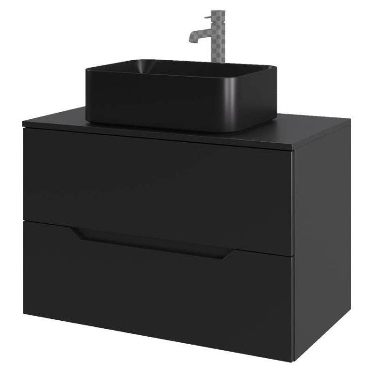 Тумба с раковиной Orange Line Li-80TubMDF+B02-460MB черная матовая, 80.5 см