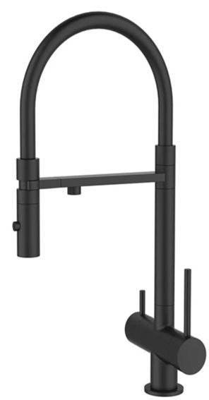 Смеситель для кухни DQ Kitchen DA1462505Black с подключением к фильтру, гибкий излив, черный матовый