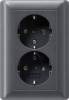 Розетка двойная Gira System 55 Schuko с/з со шторками 16A 250V безвинтовой зажим антрацит 078328
