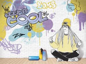 Фреска Ortograf Free time 2 34965 Граффити на стене Флорентина FF