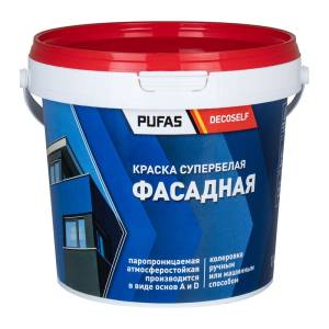 Краска фасадная Pufas Decoself база A белая морозостойкая 1.4 кг