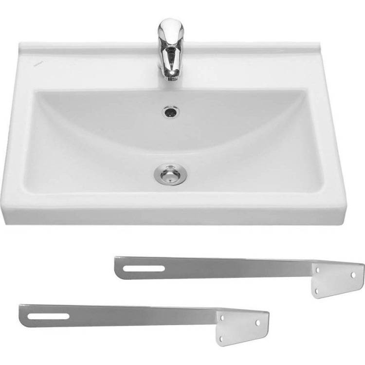 Раковина Santeri Визит 1.3115.3.S00.11B.0 + 1.8937.0.S99.980.5 с кронштейнами КСТ-250У2 55 см