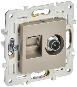 ТВ-розетка+Ethernet RJ45 IEK Skandy SK-AK20-2-K37 шампань