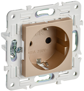 Розетка 1-местная с заземлением и шторками IEK Skandy SK-R14-16-1-K98 песочный