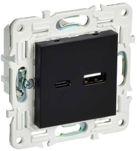 Розетка USB type A+C IEK Skandy SK-U22-018-K02 черный
