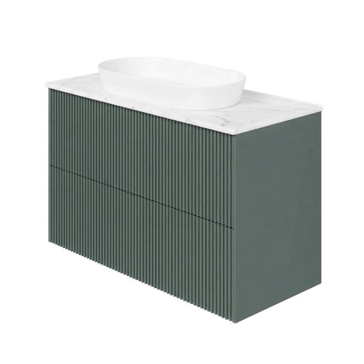 Тумба с раковиной La Fenice Terra Twin Grigio NFNC-01-TER-G-100-2-3-M-GG серо-зеленая матовая, 100 см
