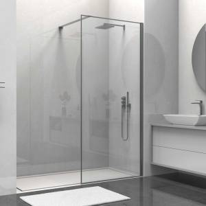 Душевая перегородка Vincea Walk-In VSW-1HS900CLGM профиль вороненая сталь, стекло прозрачное, 90x200