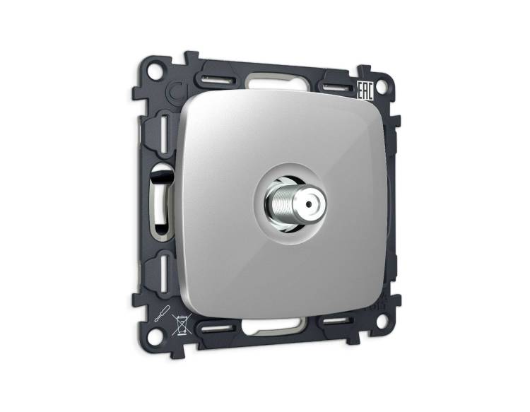 Комплект механизма TV розетки SAT Ambrella Volt MO MO413050 серебро глянец