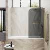 Шторка на ванну MaybahGlass MGV-785-2 70x140, поворотная, стекло графит 6 мм, профиль бронза, с полотенцедержателем фото 3