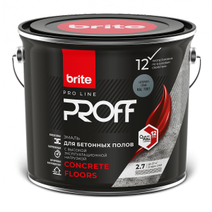 Эмаль для бетонных полов Brite Pro Line Proff Concrete Floors полуматовый RAL 7001 2.7 л