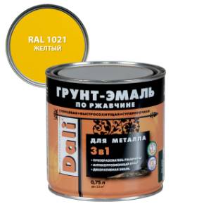 Грунт-эмаль по ржавчине 3 в 1 гладкая алкидная Dali RAL 1021 желтый 0,75 л