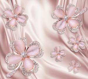 3D Фотообои Artegrafico «Клевер с бриллиантами в нежно-розовых тонах» FH-RH-017 песок