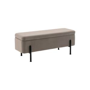 Банкетка-сундук Stool Group Болейн 20A544VF-BL-MOMO-38 с ящиком, велюр серый, черные ножки 110x42