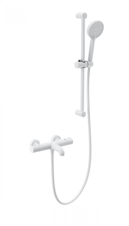 Смеситель для ванны Wonzon & Woghand WW-C2006-A-MW с душевым гарнитуром и термостатом, белый матовый