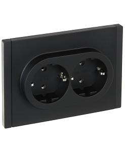 Розетка 2-местная с заземлением IEK Forte&Piano FP-R21-16-1-K02 черный