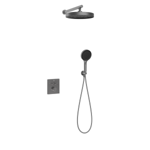 Душевой комплект Vincea Inspire VSFW-3I21MT2GM встраиваемый, термостат, двухрежимный, вороненная сталь