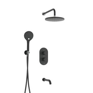Душевой комплект Wasserkraft A177477 с верхней душевой насадкой, черный, встраиваемый, с изливом, с лейкой
