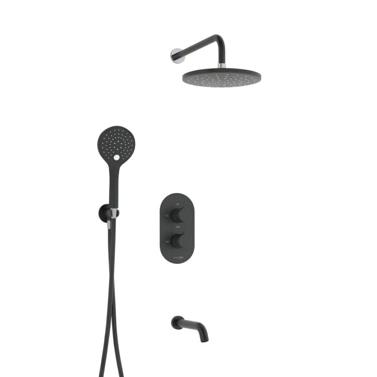 Душевой комплект Wasserkraft A177477 с верхней душевой насадкой, черный, встраиваемый, с изливом, с лейкой