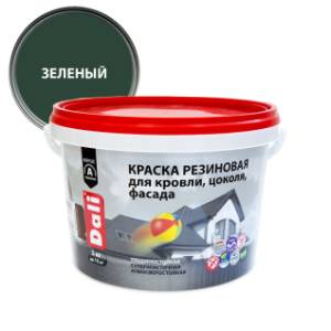Краска резиновая трещиностойкая акриловая для кровли цоколя фасада Dali зеленый 3 кг