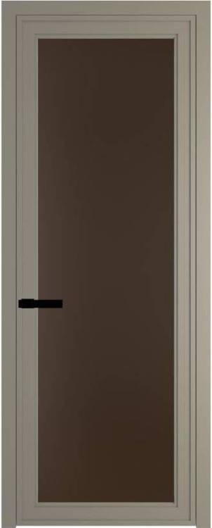 Межкомнатная дверь Profil Doors 1 AGP цвет профиля Никель матовый, стекло безопасное 6 мм монохром шоколад 600x2000