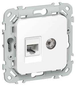 ТВ-розетка+Ethernet RJ45 IEK Flite FI-AK22-1-K01 белый