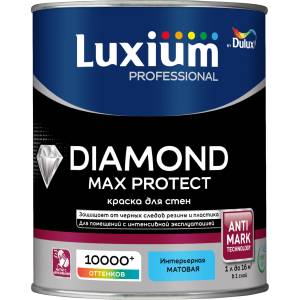 Краска для стен и потолков водно-дисперсионная Luxium Diamond Max Protect матовая база BW 1 л