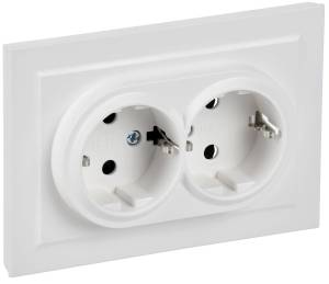 Розетка 2-местная с заземлением IEK Brite BR-R21-16-K91-F арктический белый
