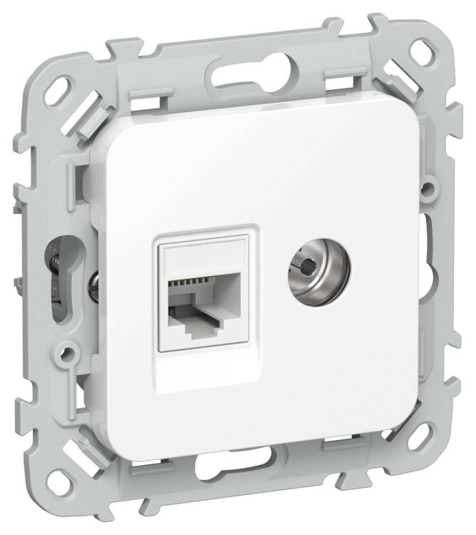 ТВ-розетка+Ethernet RJ45 IEK Flite FI-AK22-1-K01 белый