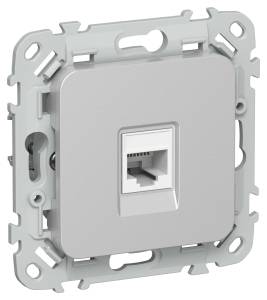 Розетка компьютерная RJ45 IEK Flite FI-K12-2-K47 алюминий