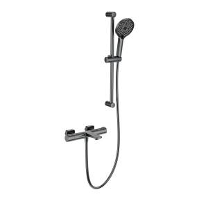 Смеситель для ванны Wonzon & Woghand WW-C2021-A-BGG термостатический, с душевым гарнитуром, темный графит