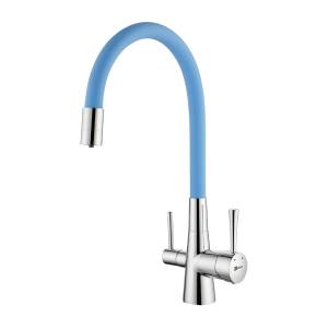 Смеситель для кухни Lemark Comfort LM3075C-SkyBlue с подключением к фильтру с питьевой водой Хром/Голубой
