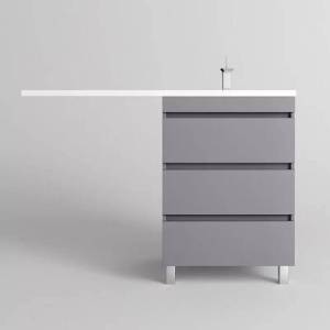Тумба с раковиной Style Line Даллас Леон 120 напольная, правая 3 ящика, Люкс серая, Plus