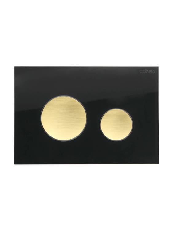 Кнопка смыва Cezares Lux LUX-GN-BORO-C черное стекло, клавиши брашированное золото