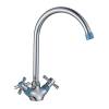 Смеситель для кухни Decoroom DR51 DR51028-Blue двуручный с высоким повортным изливом Хром/синий