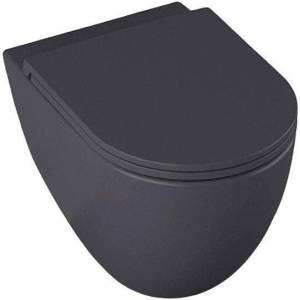 Унитаз подвесной Allen Brau Reality 4.32006.AN + 4.32007.AN безободковый, с крышкой-сиденьем микролифт, антрацит матовый