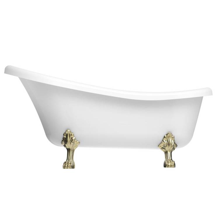 Ванна из искусственного камня Belux Ладья ВЛА-1600 Solid Surface, белая матовая, ножки золото