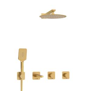 Душевой комплект Wasserkraft Schunter A8251.307.308.180.259.285.194.201 с верхней душевой насадкой, золотой, встраиваемый, с лейкой