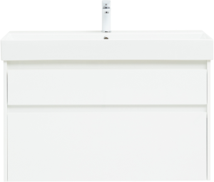 Тумба с раковиной Aquanet Nova Lite 100 белая глянцевая, 2 ящика