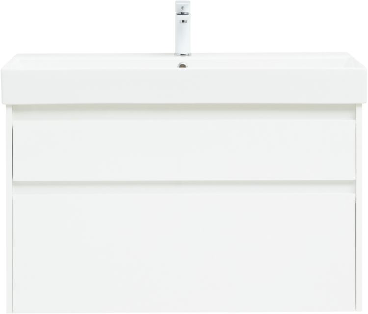 Тумба с раковиной Aquanet Nova Lite 100 белая глянцевая, 2 ящика